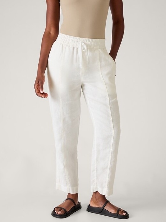 Athleta Pants - Athleta Size L Retreat Linen High Rise Ankle Pant - White